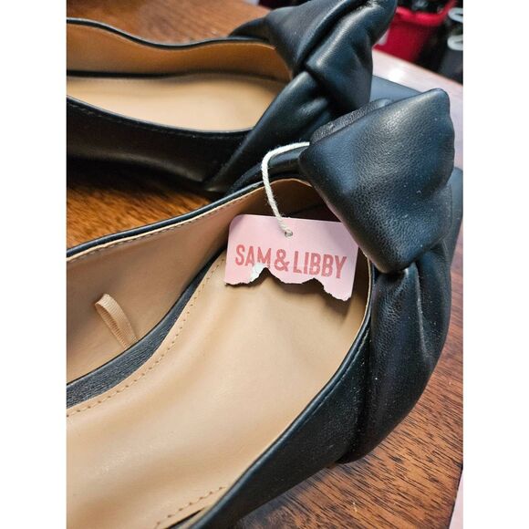 SAM & LIBBY Black Flats Size 8 Top Knot NEW TAGS - Picture 8 of 9
